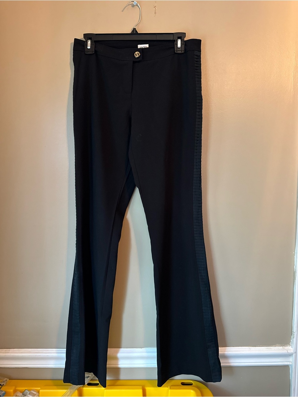 Cache Black Women's Flare Dress Pants with Textured Side Panel